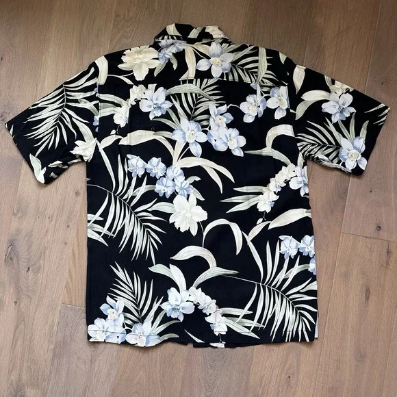 Tommy Bahama Men's 100% Silk Short Sleeve Camp Shirt Black Floral Medium - Picture 4 of 8